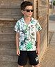 OLLINGTON ST. Cotton Knit Half Sleeves Jungle Safari Theme Printed Shirt & Shorts Set- Multicolour & Black