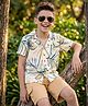 OLLINGTON ST. Cotton Knit Floral Printed Half Sleeves Shirt & Shorts Set - Multicolour & Beige