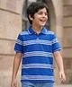 Pine Kids Cotton Knit T-Shirts Striped Half Sleeves Polo Neck  Blue 5-6 Years