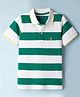 Pine Kids Cotton Knit Half Sleeves Striped Polo T-Shirt - Green