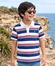 Pine Kids Cotton Knit T-Shirt Striped Polo Neck Half Sleeves Multi Color 9-10 Years