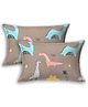 Filymore Pillow Covers Pair of 2 Covers for Kids' Room, Brown Dinosaur theme for kids | 240 TC Microfiber Soft & Skin Friendly Pillow Cases | Size (17 x 27 inch (Brown).