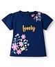 Babyhug 100% Cotton Knit Half Sleeves Floral Printed T-Shirt - Navy Blue