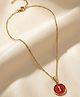 Funkrafts I Initial Pendant Detailed Necklace - Red