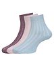 SOCKSXPRESS Cotton Knit Pack Of 3 Striped Socks - Wine Pink & Sky Blue