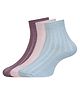 SOCKSXPRESS Cotton Knit Pack Of 3 Striped Socks - Wine Pink & Sky Blue