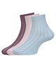 SOCKSXPRESS Cotton Knit Pack Of 3 Striped Socks - Wine Pink & Sky Blue