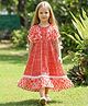 Enfance Cotton Woven Half Sleeves Ethnic Gown with Floral Print - Red