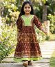 Enfance Cotton Woven Three Fourth Sleeves Ethnic Gown with Floral Print - Multicolor