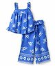 Babyhug Woven Sleeveless Floral Printed Co-Ords Top & Pant Set - Blue