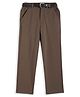 CAVIO Cotton Blend Solid Trousers With Belt - Brown