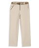 CAVIO Cotton Blend Solid Trousers With Belt - Cream