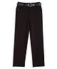 CAVIO Cotton Blend Solid Trousers With Belt - Dark Brown