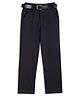 CAVIO Cotton Blend Woven  Solid Trouser With Belt - Dark Grey