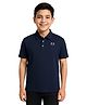 CAVIO Cotton Blend Woven Half Sleeves Coconut Tree Printed Polo Tee - Navy Blue