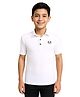 CAVIO Cotton Blend Woven Half Sleeves Coconut Tree Printed Polo Tee - White