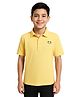 CAVIO Cotton Blend Woven Half Sleeves Coconut Tree Printed Polo Tee - Yellow