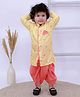 KID1 Silk Woven Full Sleeves Floral Printed Kurta & Dhoti Set - Yellow