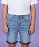 Kiddopanti Denim Woven Washed Shorts - Light Wash With Black