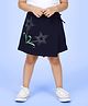 Kiddopanti Cotton Knit Star Designed Stone Embellished Skort - Navy Blue