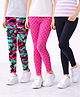 Nino Togs Cotton Lycra Knit Pack Of 3 Solid & Polka Dots Printed Leggings - Multi Colour