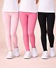Nino Togs Cotton Lycra Knit Pack Of 3 Solid & Polka Dots Printed Leggings - Multi Colour