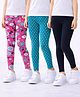 Nino Togs Cotton Lycra Knit Pack Of 3 Solid & Polka Dots Printed Leggings - Multi Colour