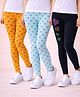 Nino Togs Cotton Lycra Knit Pack Of 3 Hearts Printed & Stones Embellished Leggings - Multi Colour