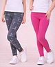 Nino Togs Cotton Lycra Knit Pack Of 2 Solid & Hearts Printed Leggings - Multi Colour