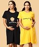 The Mom Store Cotton Knit Pack Of 2 Half Sleeves Bun In The Oven & Mom To Text Printed Maternity Tee Styled Dress - Multi Colour