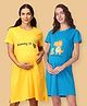 The Mom Store Cotton Knit Pack Of 2 Half Sleeves Bee & Dinosaurs Maternity Dress - Multi Colour