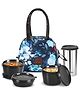 Milton Floret Lunch Box with Insulated Fabric Jacket, 3 Microware Safe Inner Stainless Steel Containers 180ml, 320ml, 320ml &Tumbler with lid 380ml, Leak-Proof Tiffin for Office, College, Picnic, Blue