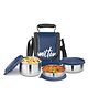 Milton Tasty 3 Lunch Box With Insulated Fabric Jacket, 3 Stainless Steel Containers (210 Ml, 340 Ml, 500ml), Leak-proof Tiffin for Office, College, Picnic, Blue