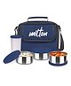 Milton New Steel Combi Lunch Box, 3 Stainless Steel Containers and 1 Plastic Tumbler With Jacket, Set of 6, Blue | Food Grade | Light Weight | Dishwasher Safe | Easy to Carry | Leak Proof Tiffin
