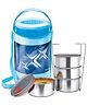 MILTON Econa Deluxe 4 Stainless Steel Containers with Steam Vent 260 ml Each, PU Insulated, Hot & Cold Leak-Proof Lunch Box for Office, College, Picnic, Blue