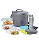 Milton All Fresh Premier Glass Tiffin with Bag, Set of 8 (3 Containers, 400ml Each; 1 Steel Bottle, 750 ml; 2 - Pickle/Chutney Dabba, 30ml Each; 1 Salad/Papad Dabba, 200ml; 1 Dining Mat)