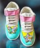 IMAGINO Colour Blocked Butterfly & Star Designed Beads & Stones Embellished Velcro Closure Shoes - Mint