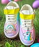 IMAGINO Colour Blocked Unicorn & Rainbow Applique Detailed Velcro Closure Shoes - Purple