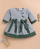 LACKii DOLL Cotton Blend Knit  Full Sleeves Geometric Printed Bow Applique Detailed Dress -  Green