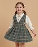 LACKii DOLL Cotton Blend Knit Three Fourth Sleeves  Checked Dress - Green