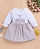 LACKii DOLL Cotton Blend Knit Full Sleeves Bow Applique Detailed Textured Dress - Beige