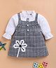 LACKii DOLL Cotton Blend Knit Full Sleeves Floral Applique Detailed Textured & Checked Dress - Black