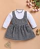 LACKii DOLL Cotton Blend Knit Full Sleeves Textured & Checked Dress - Black