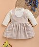 LACKii DOLL Cotton Blend Knit Full Sleeves Textured & Checked Dress - Beige