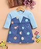 LACKii DOLL Cotton Blend Knit Full Sleeves Floral Printed Textured Dress -  Blue