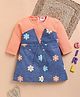 LACKii DOLL Cotton Blend Knit Full Sleeves Floral Printed Textured Dress - Orange