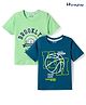Honeyhap Premium 100% Cotton Knit Half Sleeves T-Shirts with Basketball Print & With Bio Finish Pack of 2 - Sailor Blue & Patina Green