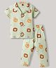 Evimo Single Jersey Knit Half Sleeves Co-ords Shirt & Pajama Night Suit with Lion Print - Green