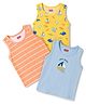 Babyhug Single Jersey Knit Sleeveless Striped & Boat Printed Sando Pack Of 3 - Multicolour