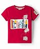 Ollypop Sinker Knit Half Sleeves T-Shirt With Surfing Print - Red